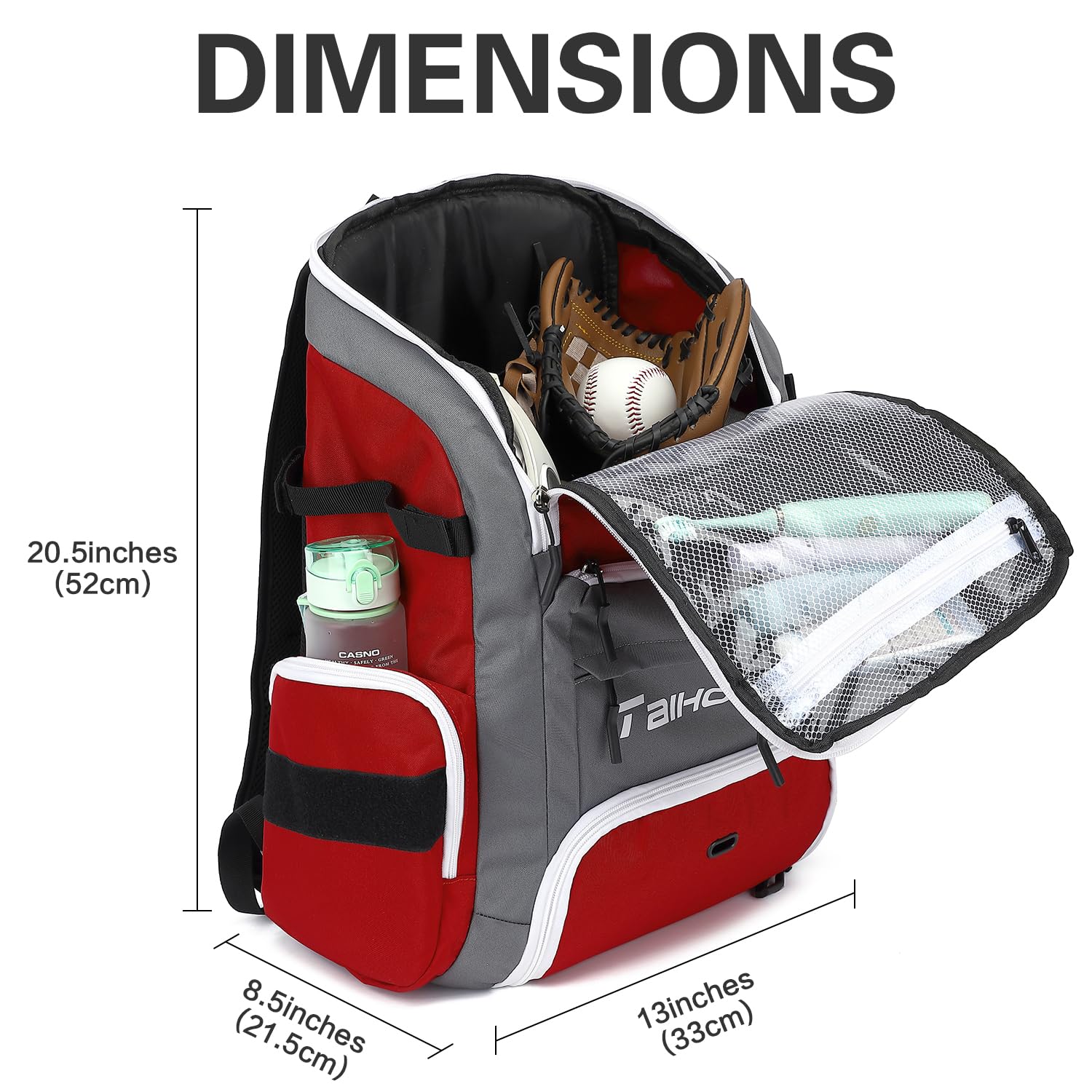 Sac à dos de baseball – Sac à dos pour équipement et équipement de baseball, T-ball et softball, porte-batte et gants, grand compartiment principal pour casque et accessoires, compartiment