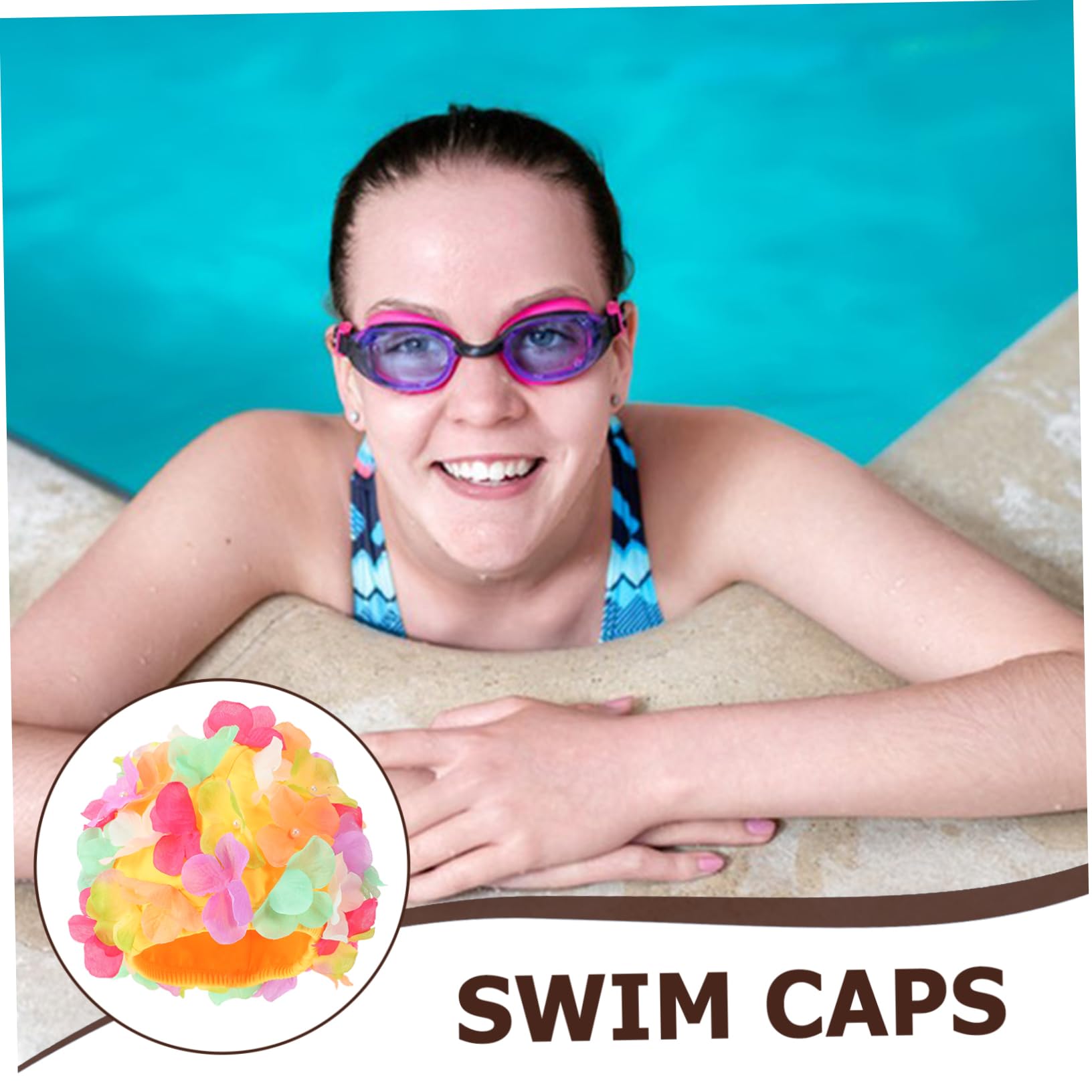 Mikikit Gorro de Natación Mujer con Floral Gorro Elástico Cabello Cómodo y Transpirable Natación