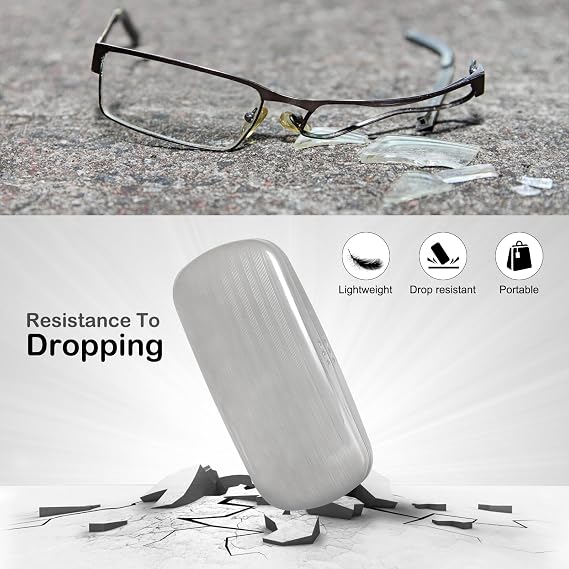 Hifot Metal Eyeglass Case Hard Shell, Aluminum Spectacles Box Sunglasses Case for Men Women, Reading Glasses Holder
