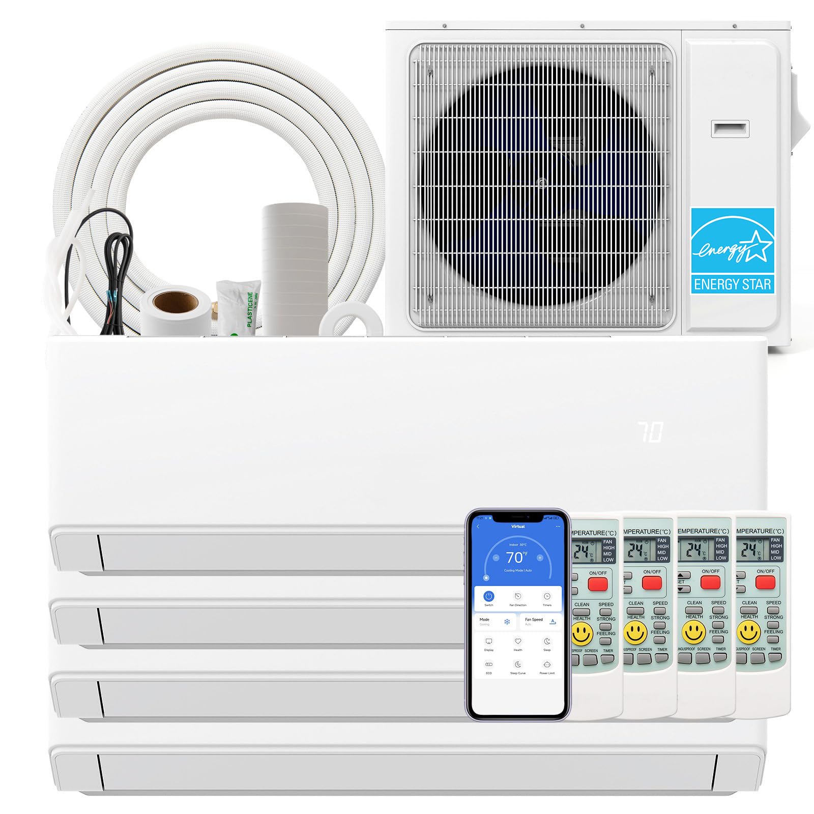 SIMOE 36000 BTU 4 Zone Mini Split AC/Heating System, 23 SEER2