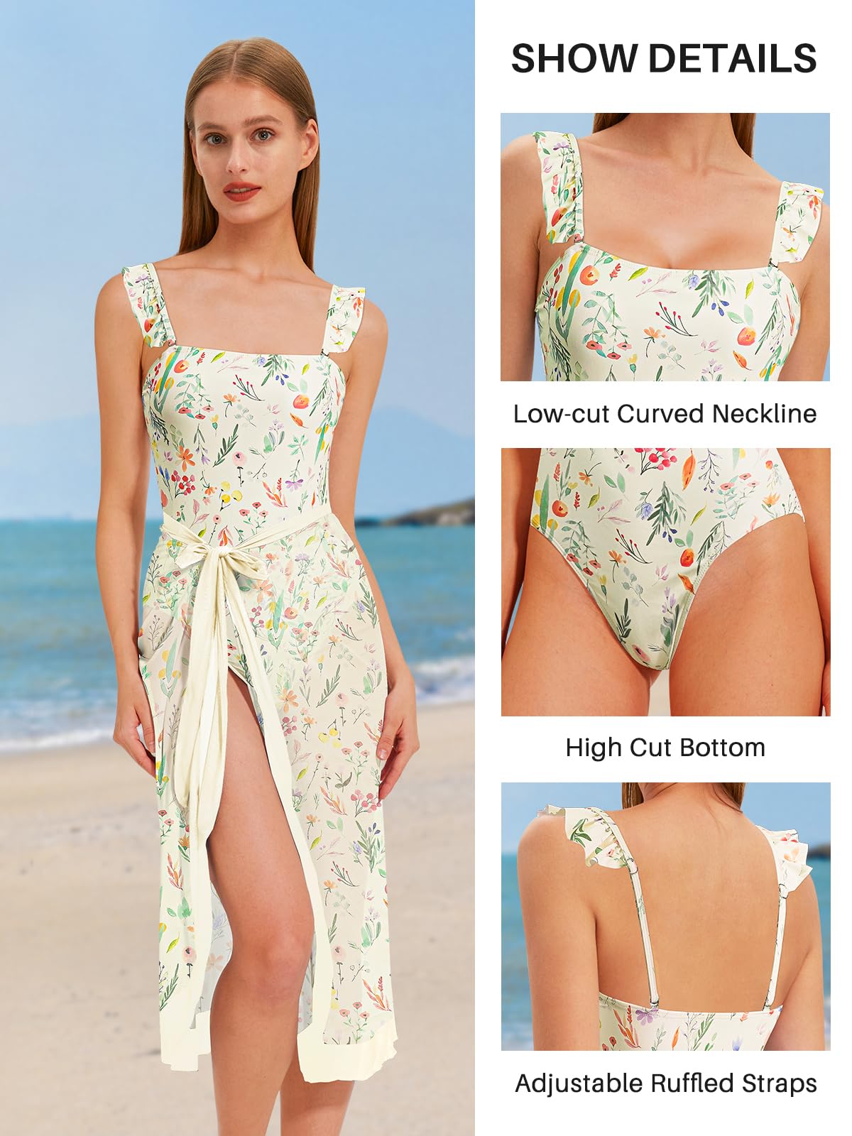 One Piece Swimsuit with Cover Up Sarong Swimsuit for Women Swimsuit with Cover Up Set Two Piece Bathing Suit