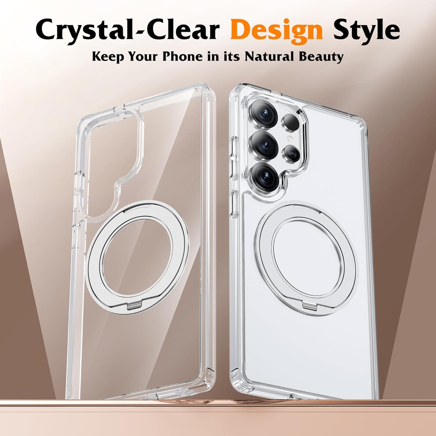 DIZORO TPU Magnetic 360° Ring Stand Case Fit for Samsung Galaxy S25 Ultra Case, Compatible & Wireless Charging,Military Grade Drop Tested,Translucent Hard kick Back Cover (New White) — Amazon image 4