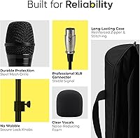 Vista 4 de Bowens Micrófono XLR profesional con soporte de micrófono ajustable (18-70 pulgadas) y cable de micrófono, micrófono dinámico de karaoke