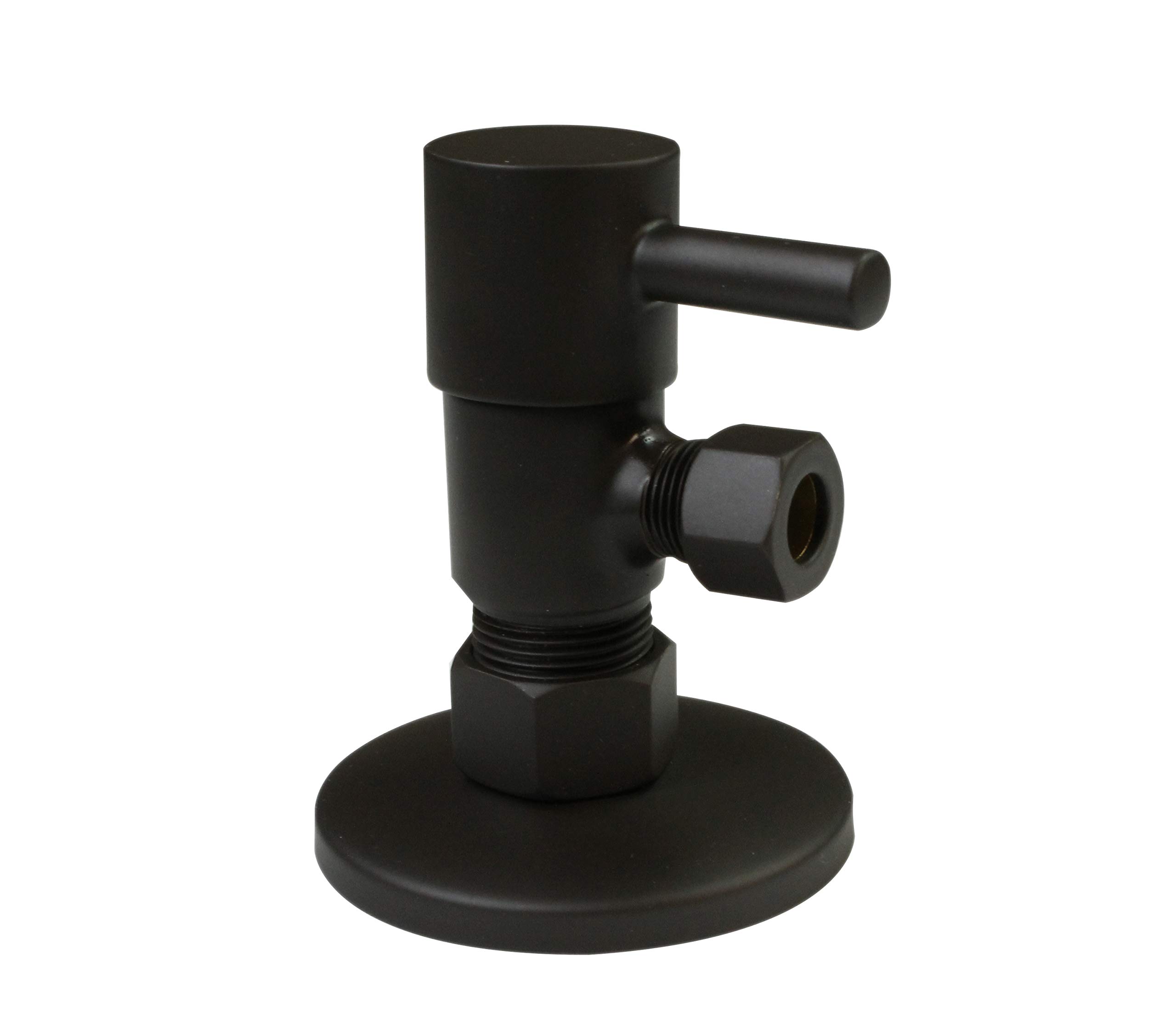 Westbrass D105QR-12 - Tope redondo de ángulo de 1/4 de giro 1/2 cobre x 3/8 comp, bronce aceitado