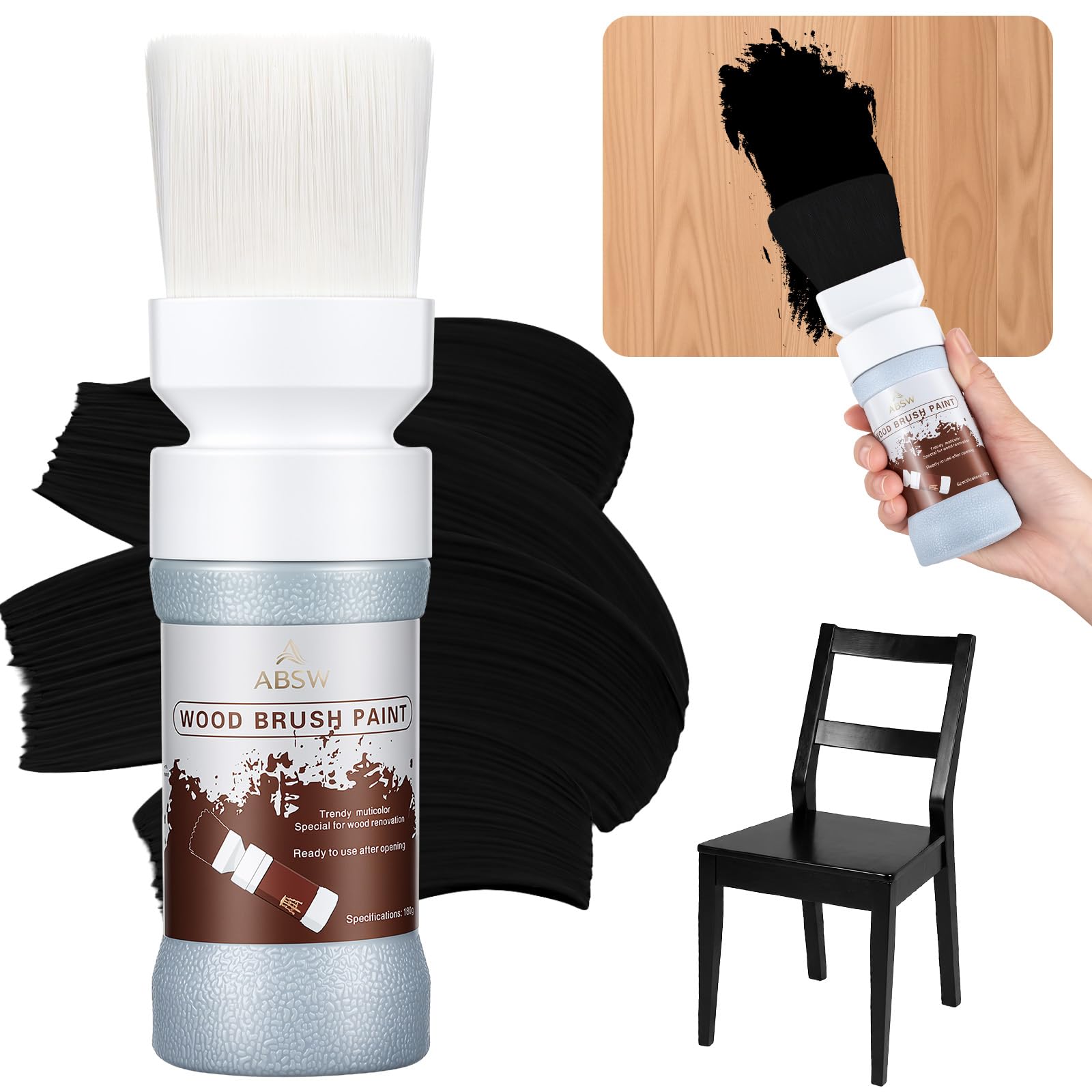 ANOMM Wood Touch Up Paint, Multi-Surface Wood Paint for Refinishing, Black