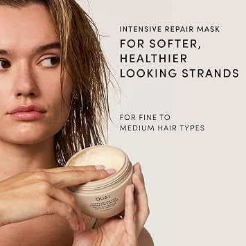 OUAI Fine to Medium Hair Treatment Mask - Lightweight Deep Conditioning Hair Mask with Shea Butter, Keratin & Panthenol - Helps Hydrate, Fight Frizz, Strengthen & Repair Damage (8 oz)