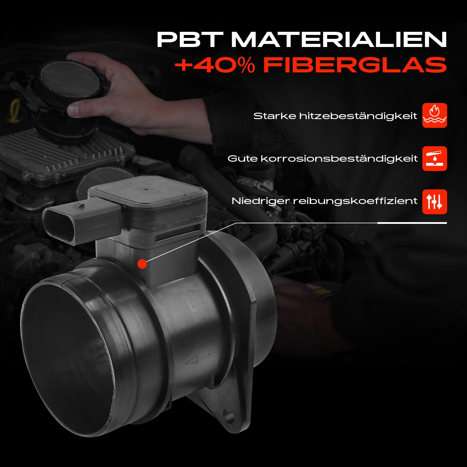 Frankberg Luftmassenmesser mit Gehäuse Kompatibel mit A1 A3 Beetle Caddy Golf VI J-e-t-t-a III/IV P-a-s-s-a-t Variant T-o-u-r-a-n 1.6L 2009-2019
