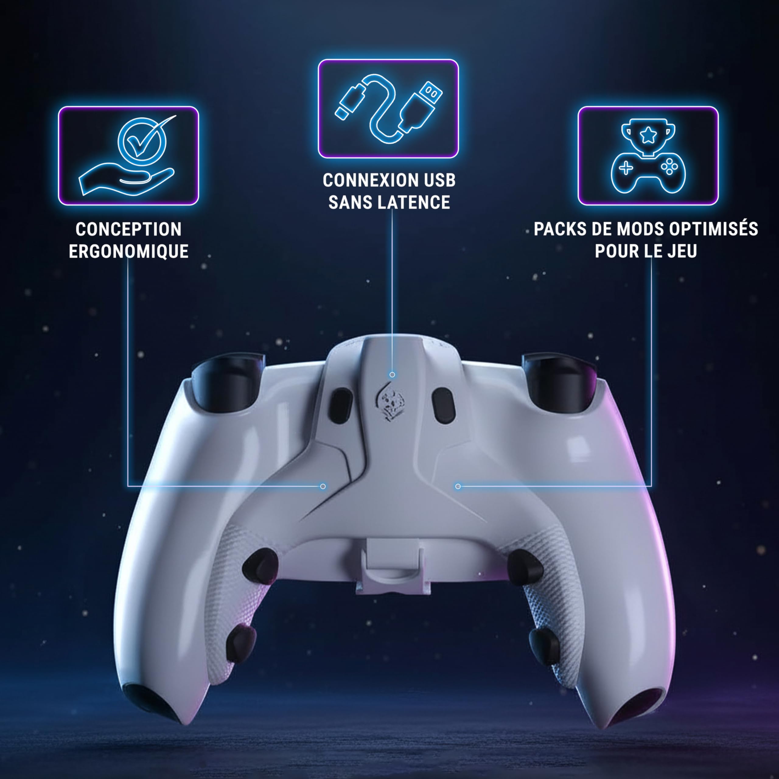 Collective Minds Strike Pack Horizon Vista pour PS5 | 4 Boutons Arrière | Pack MOD via Application | MODs Optimisés pour le Jeu | Connexion USB Filaire | Compatible Manette PS5 DualSense & PC