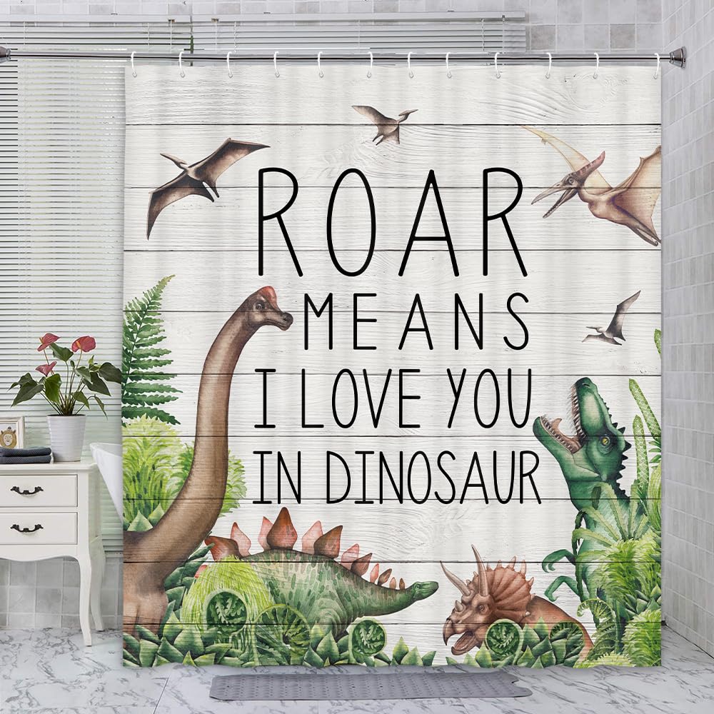 Lustiger Dino-Duschvorhang – Mit Dschungel-Motiv Für Kinderzimmer & Bad