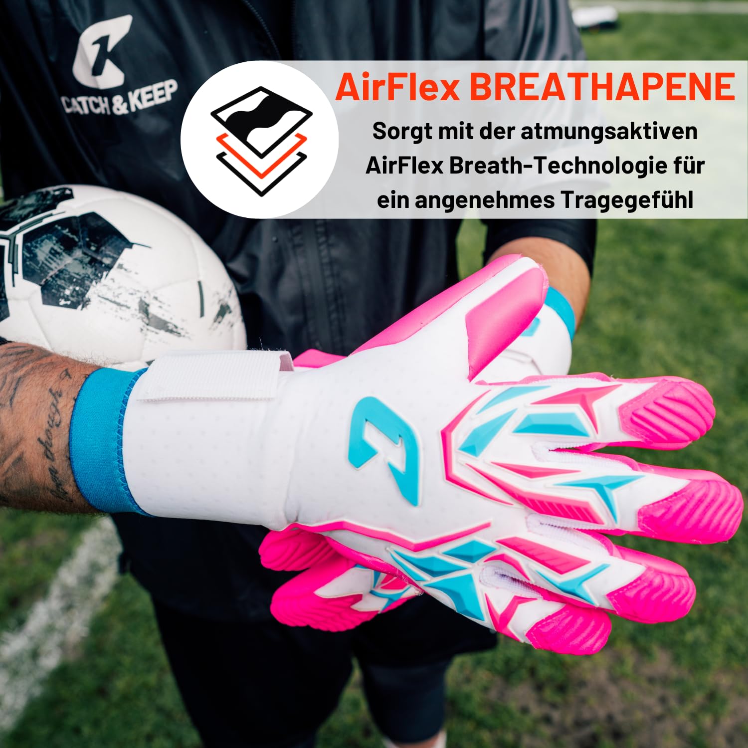 CATCH&KEEP Profi Torwarthandschuhe für Erwachsene - maximaler Grip - Premium Modell - Tormannhandschuhe Fussball - mit unserem Octopus Grip