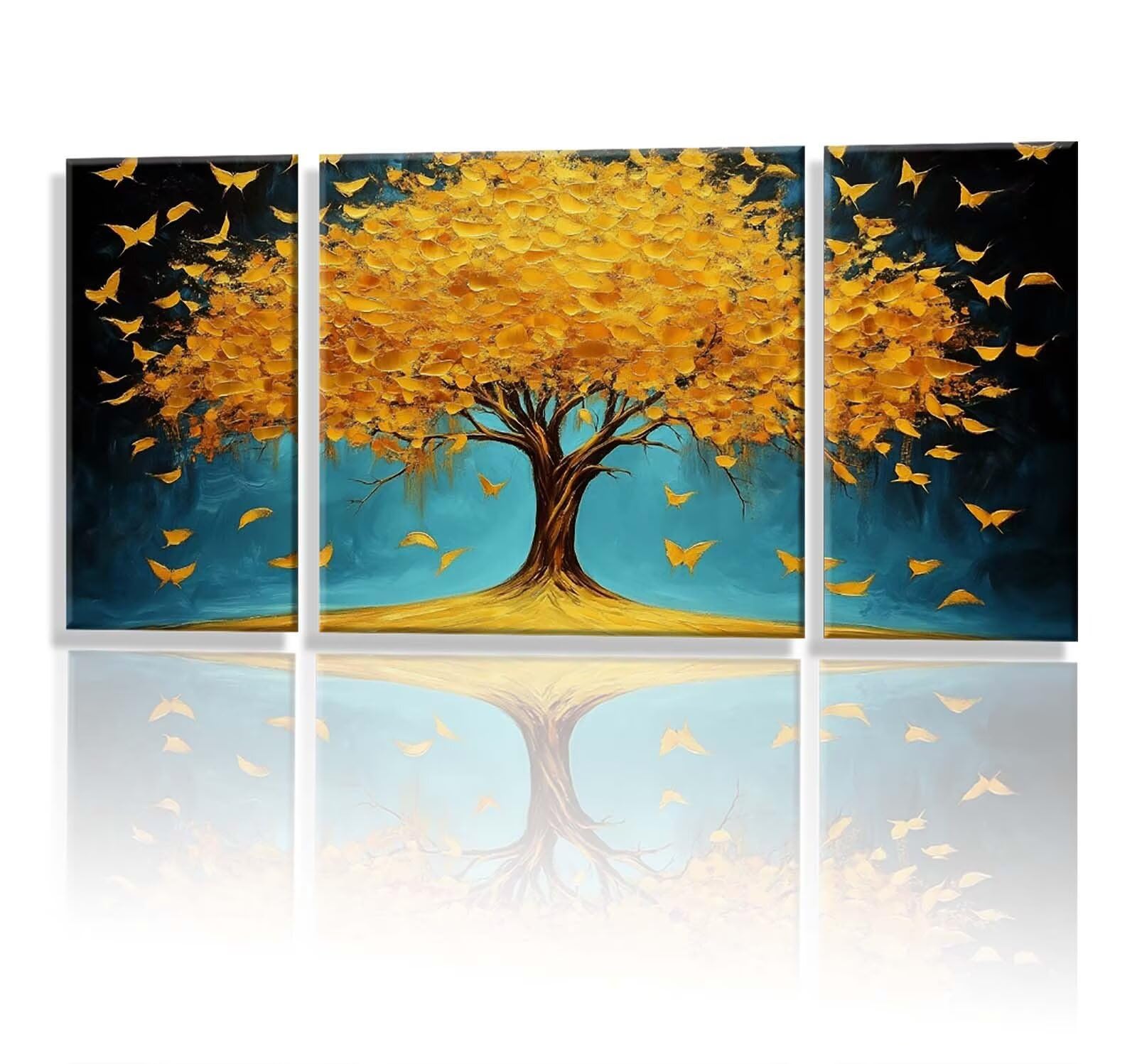 3 Pezzi Dipingere con i Numeri adulti, Paint by Numbers Farfalla Albero, Kit Lavoretti Creativi, Kit di Pittura Acrilica Fai-da-Te, con Pennello, Decorazioni Casa 70x140cm (Senza Cornice) y1s-690