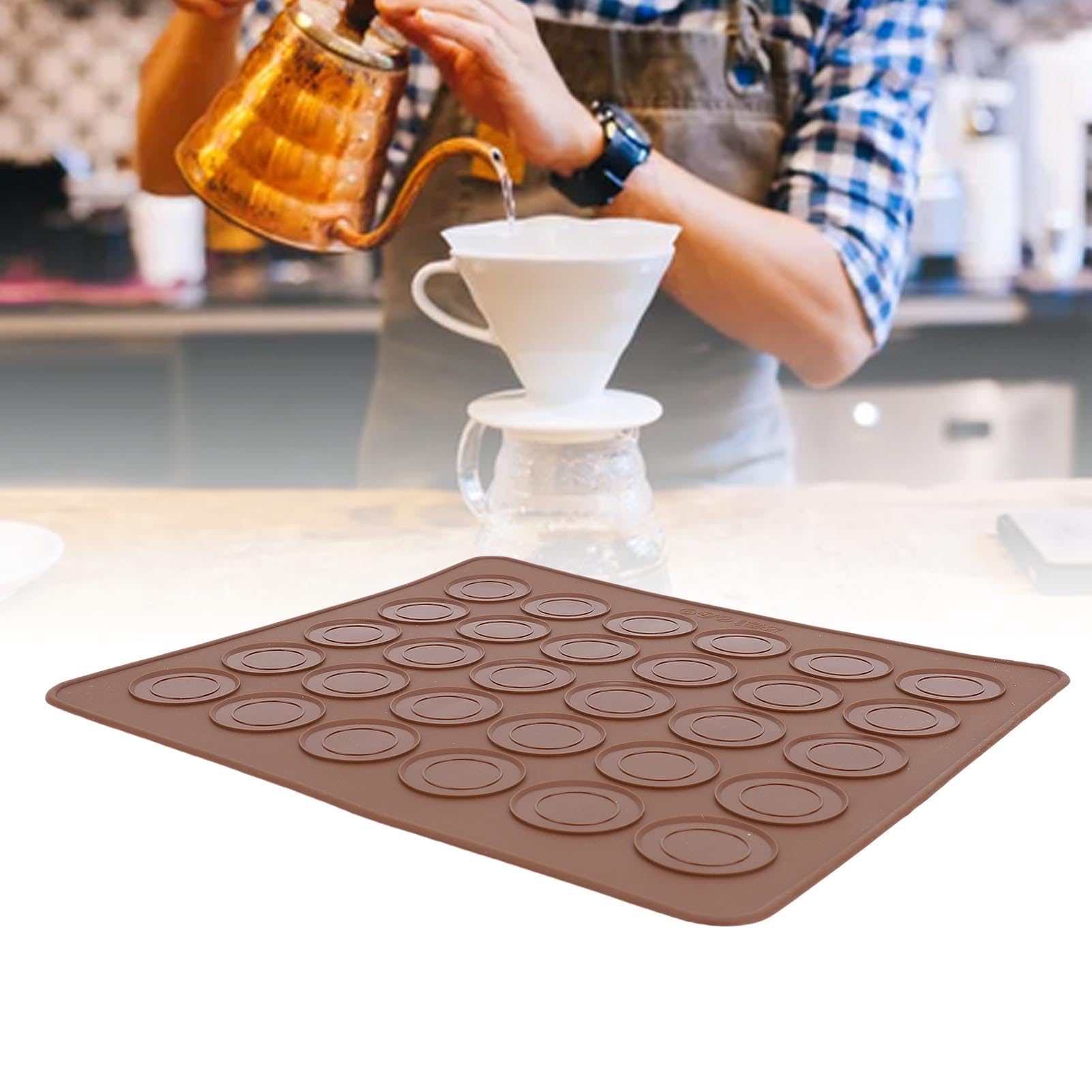 10 feuilles de macaron en silicone réutilisables, doublure à four à biscuits pour macarons, tapis de cuisson avec cercles, 30 trous rouleaux sans bâton pour les
