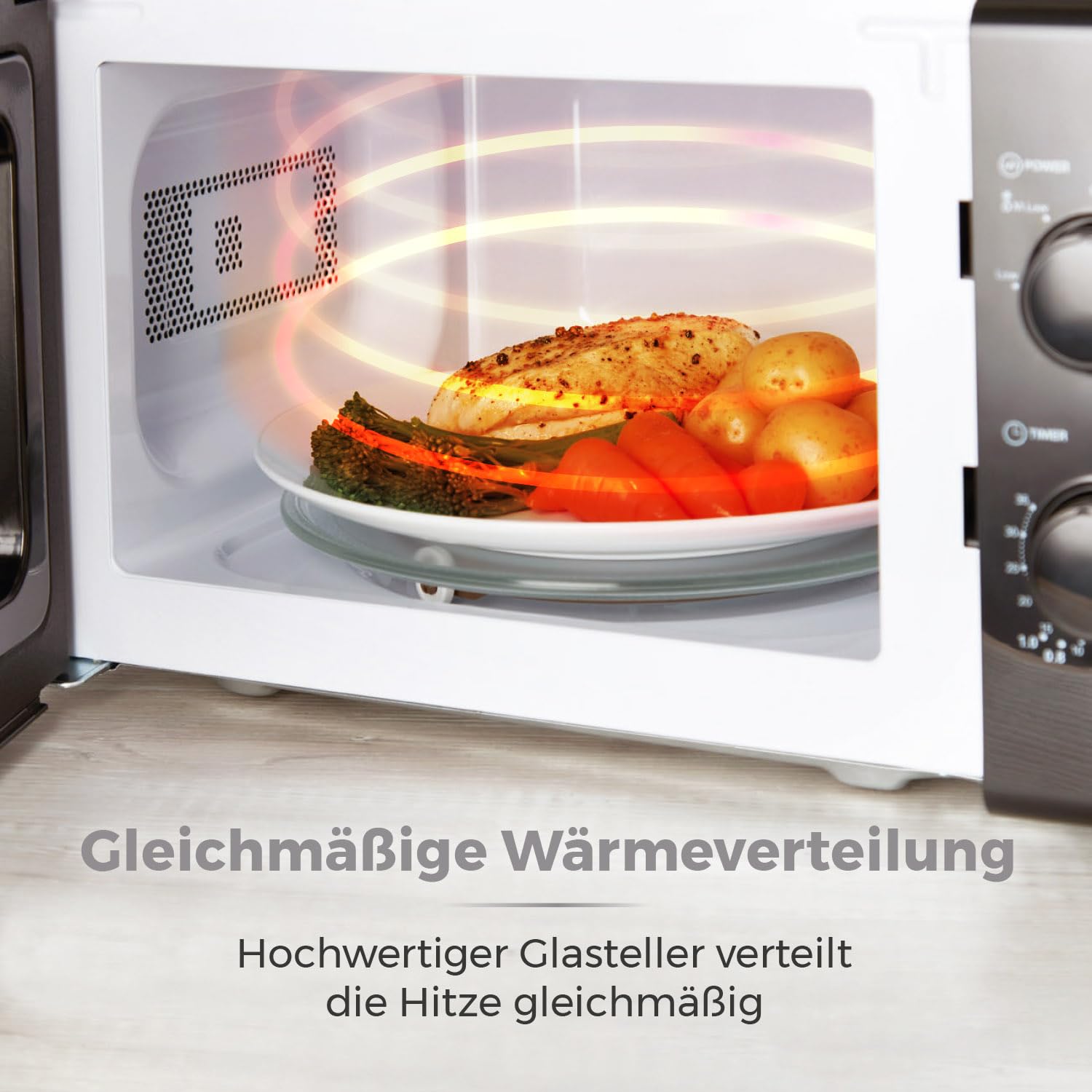 Tower T24034BLK 20L 700W Manuelle Mikrowelle mit 5 Leistungsstufen 35 Min Timer Schwarz