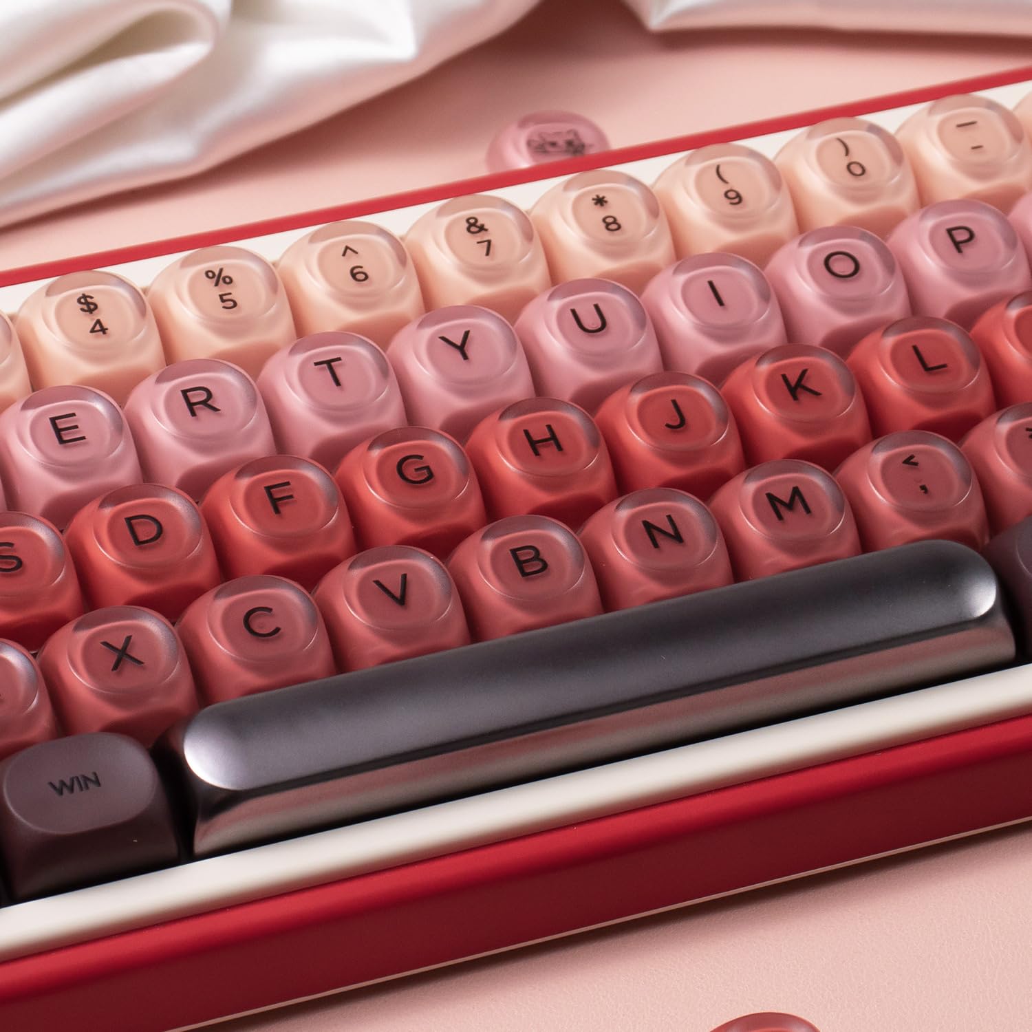 Sumgsn 132 Touches PBT Jelly Keycaps MOA Profile Rouges compatibles Clavier Wooting 61/64/87/104/108 Cherry MX Switches Mécaniques