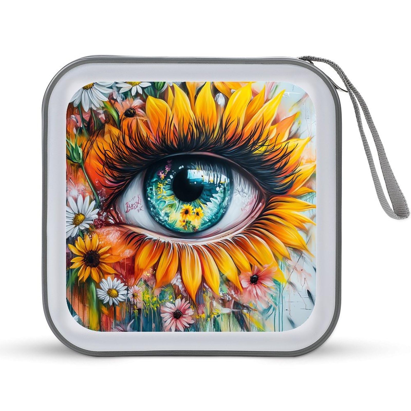 Beatiful Eye Flowers CD Case Plastic DVD Case Holder Wallet Disc Storage Organizer for Car Travel