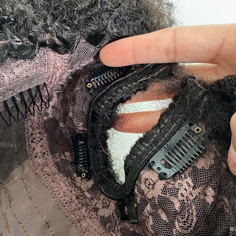 12inch Ombre Balayage Highlight Curly U Part Wig Human Hair 130% 4x2 inch Afro Kinky Curly FB30 Glueless Human Hair Upart Wigs for Black Women Full Head U Shape Clips in Half Wig No Leave Out 4B4C