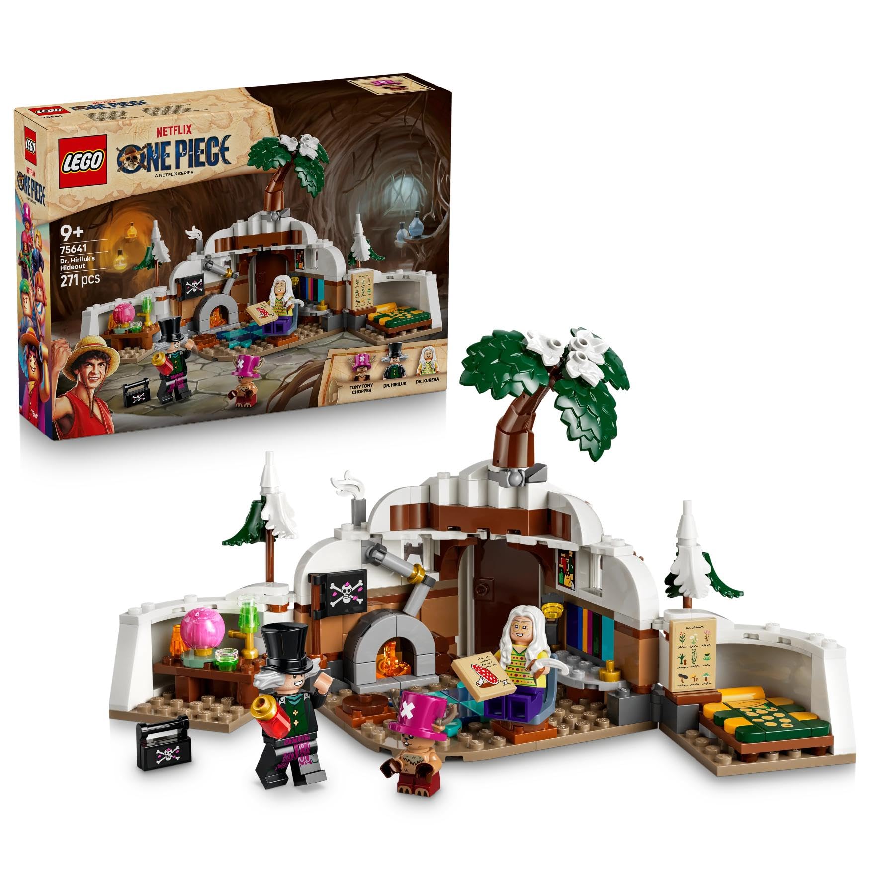 LEGO ONE PIECE Dr. Hiriluk's Hideout - Collectible Toy w/ 3 Minifigures incl. Tony Tony Chopper - Kids' Room Decor - Gift for 9+ Year Old Boys, Girls & Fans - 75641