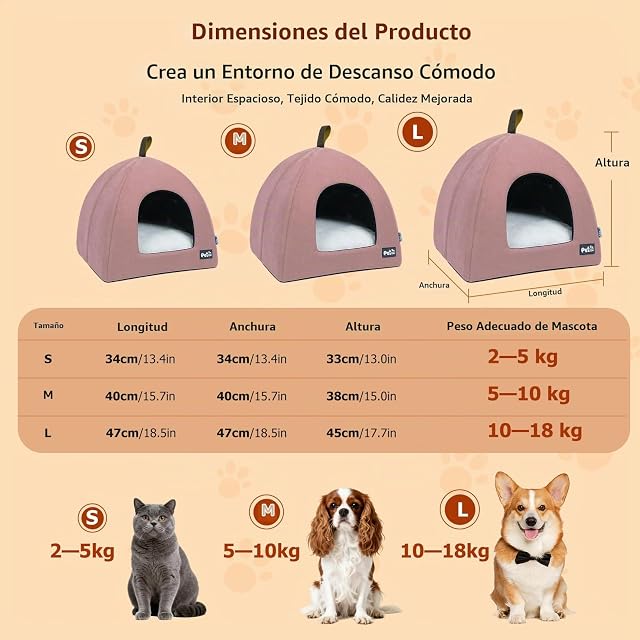 Foto 3 de 6 de PETCUTE 2 en 1 Nicho para gatos y perros medianos pequeños, cálido suave y lavable