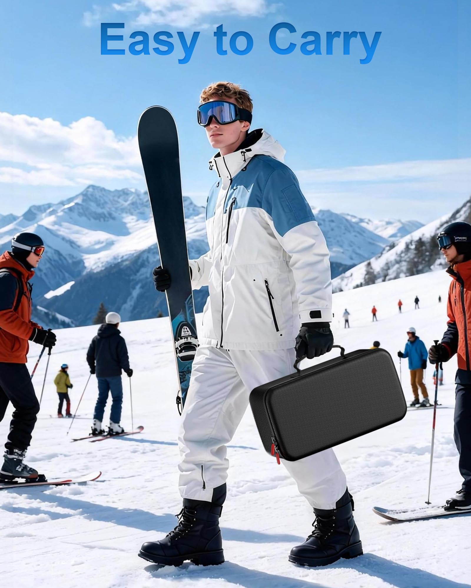ProCase Grand Étui à Lunettes de Ski, Housse Rigide et Rangement Protégé Masque de Ski avec Poignée, Boîte pour Masque, Sac de Transport Goggle Case Protection