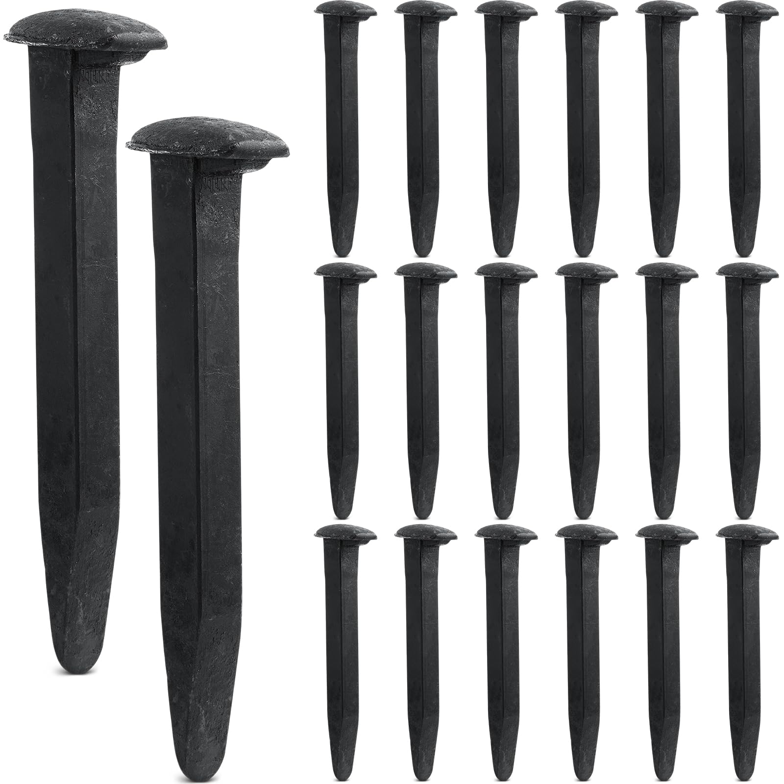 Yinkin 20 Pcs Carbon Steel Railroad Spike Rail Road Spike DIY Railroad Ties with Rusting Patina Pitting for Christmas Hang Decor Knife Art Project Collector Tent Hold Down (Black,6.5 Inch)