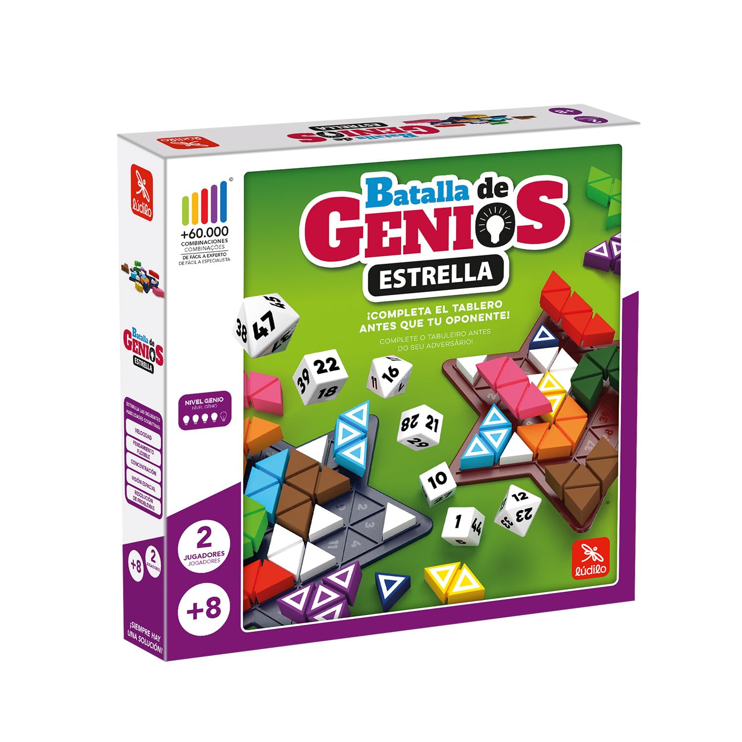 Lúdilo- Batalla de genios Stars, Rompecabezas 3D, Mesa Educativo, Puzzles para niños con Piezas de Madera, Juegos Tablero, Potencia la lógica y Velocidad (80955)
