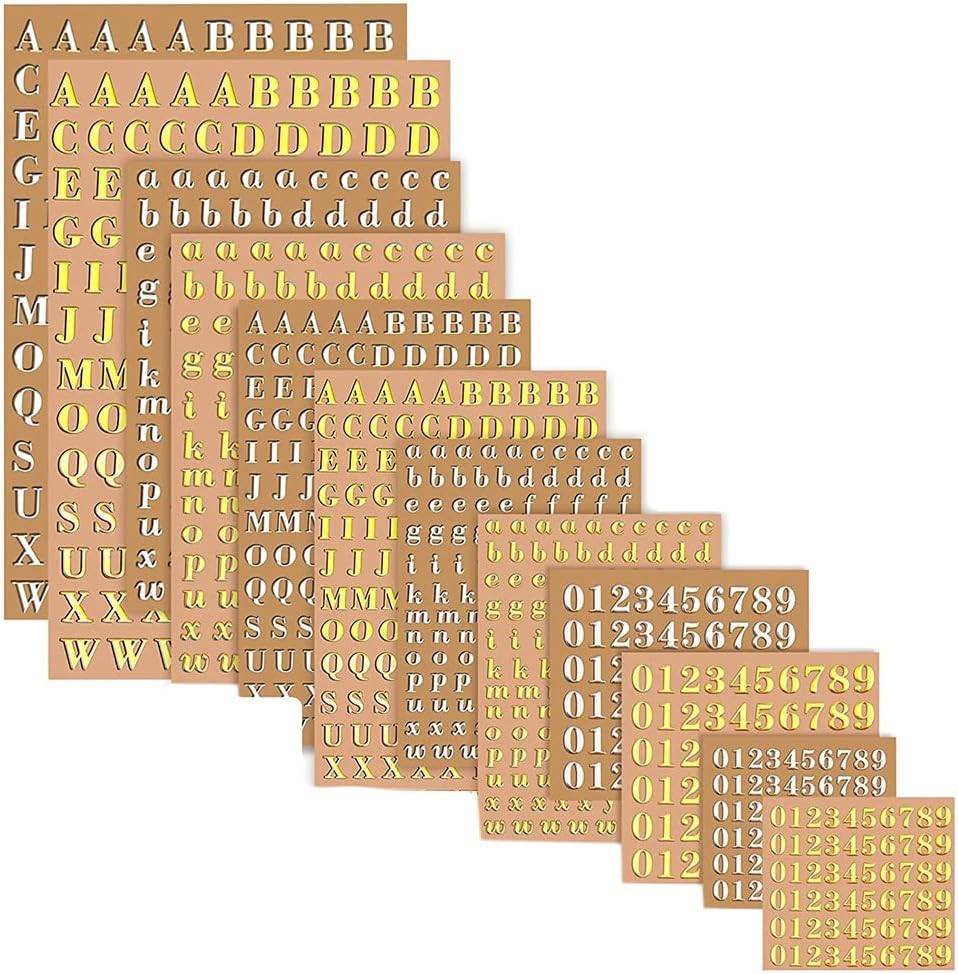 – 12 Sheets Resin, Small Alphabet Number for Resin Art, Alloy Adhesive