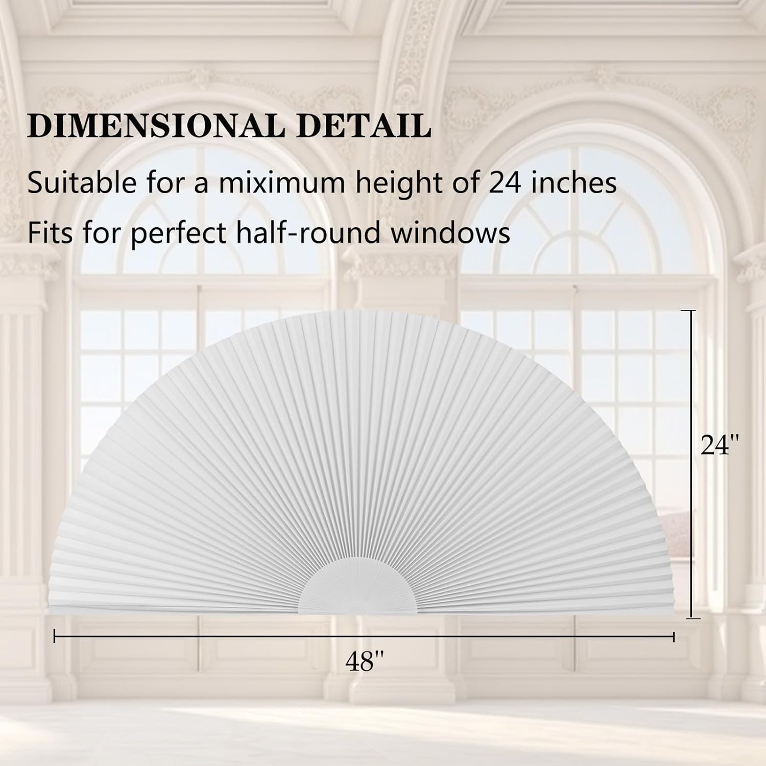 MALOKI Arch Window Shade Blackout Half Circle Cellular Shades No Drill Honeycomb Blinds for Windows UV Privacy Protection Pleated Fabric Half Moon Window Shade for Home Office