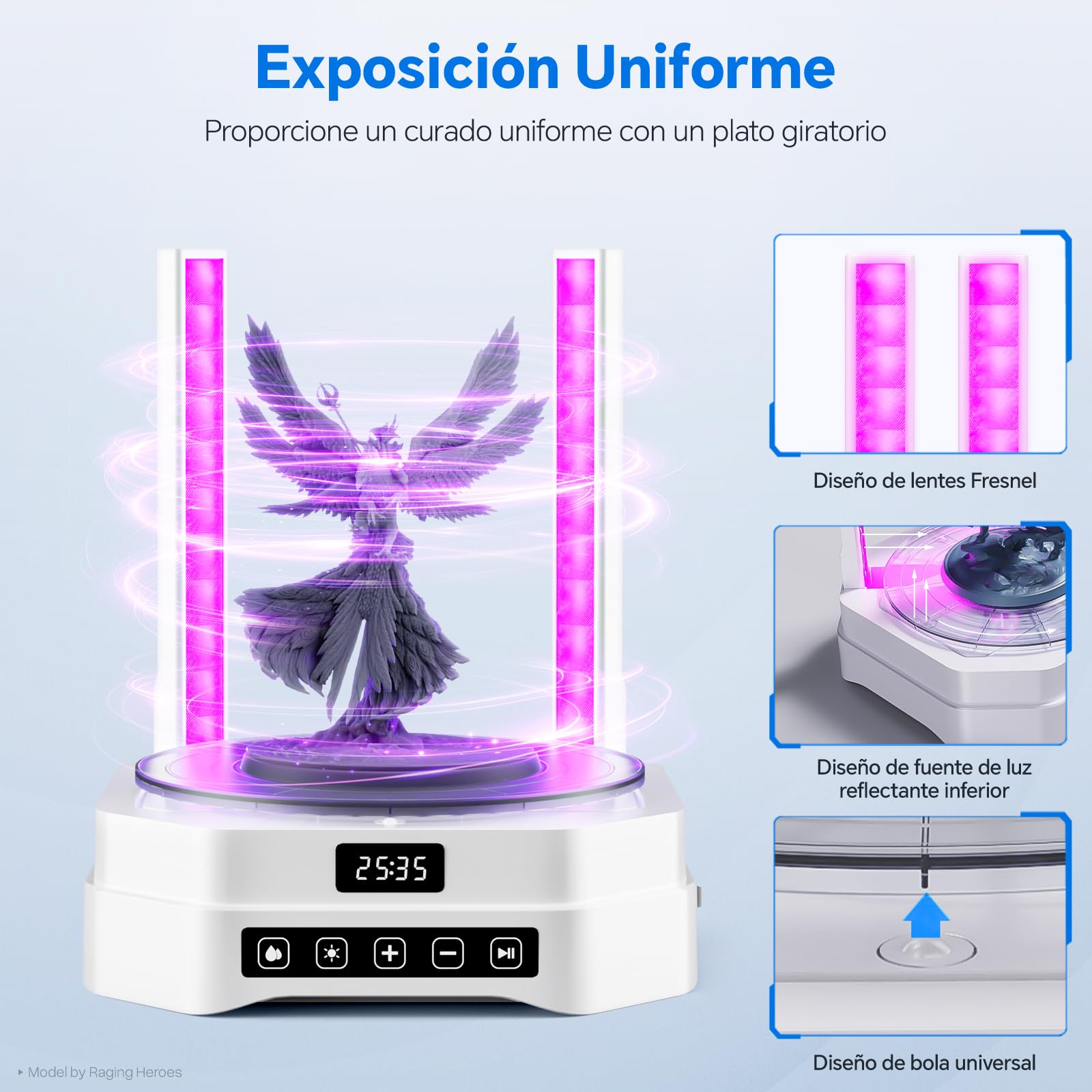 ELEGOO Mercury Plus V3.0, Estación de Lavado y Curado 2 en 1 | 7.5 L de capacidad, 24 luces UV 405 nm, giro 360°, compatible con Mars y Saturn
