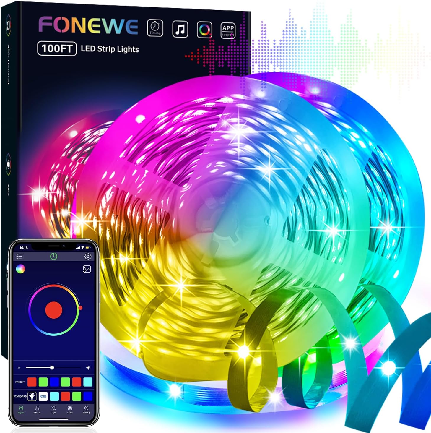 Amazon.com: Led Lights for Bedroom, Led Strip Lights 65.6ft Led Lights Music Sync RGB Rope ...