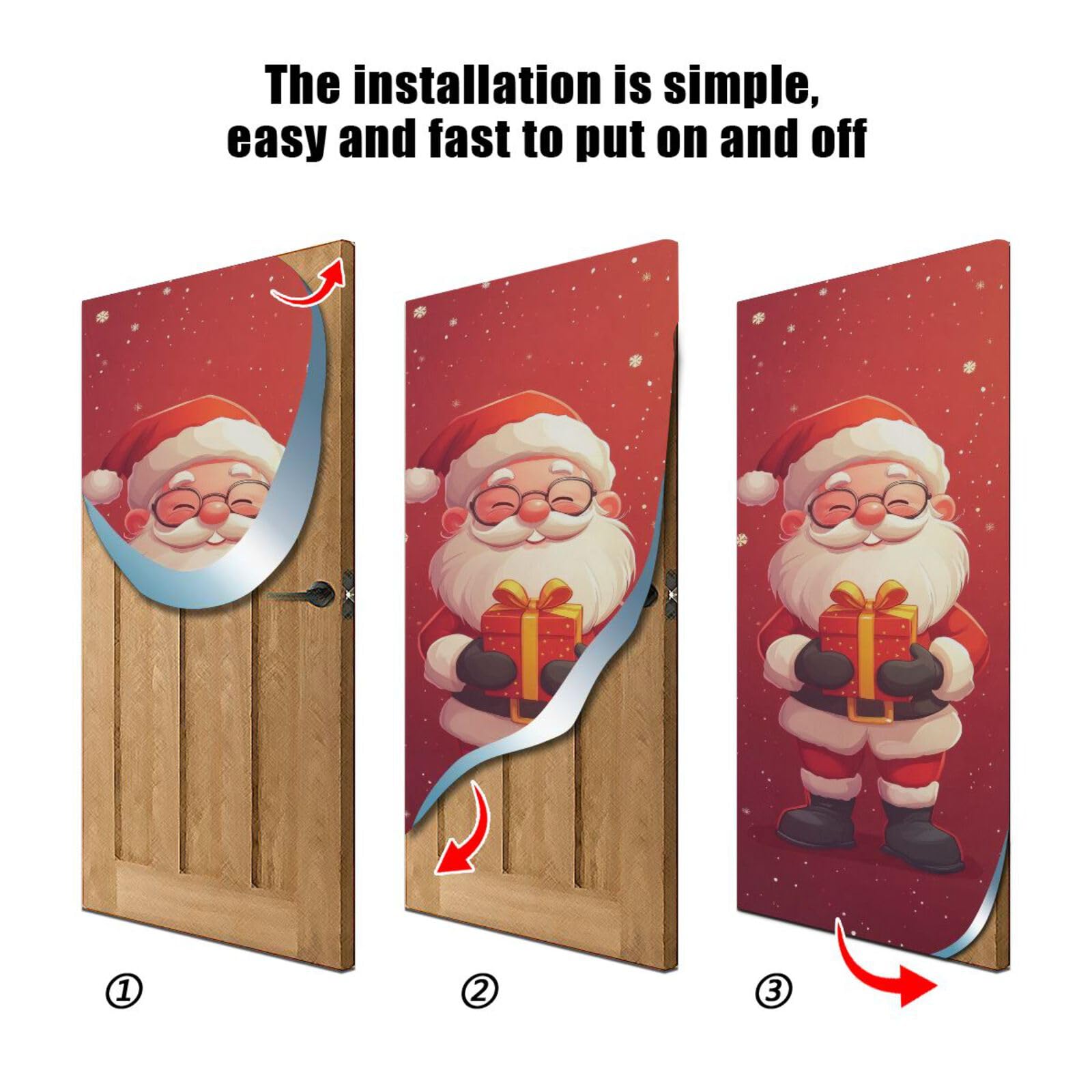 FLildon Little Santa Claus Christmas Door Cover Decoration, Party Accessory Porch Decor for Festive Ornament Room Door Covers 32 x 79 Inch