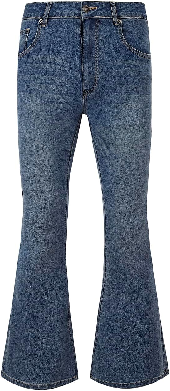 Wbestwind 70s Disco Pants for Men Relaxed Stretch 60s 70sBell Bottom Fit Comfort Flared Retro Leg Denim Vintage Jeans