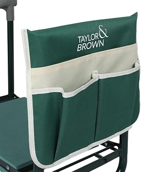 Taylor & Brown Foldable Garden Kneeler Seat Heavy Duty [Upgraded Widened Thick Kneeling Pad] Durable Garden Stool with Large Tool Pouch/Bag - Portable Bench Gardening Gifts for Parents (Green)