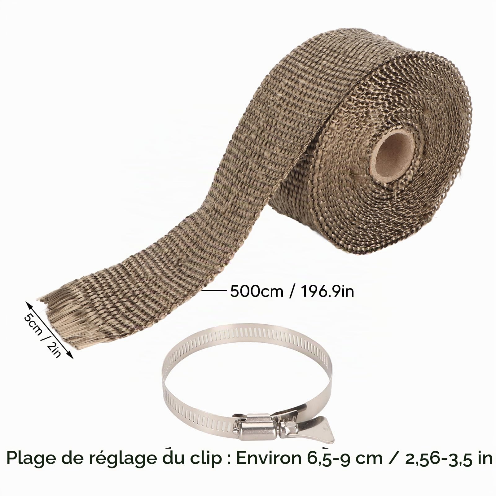 Enveloppe de Tuyau Ignifuge, Ruban de Cheminée Anti-brûlure, Protecteur de Conduit de Poêle, Sangle D'isolation de Tuyau avec 2 Clips pour Tube de Four, Tuyaux D'échappement de