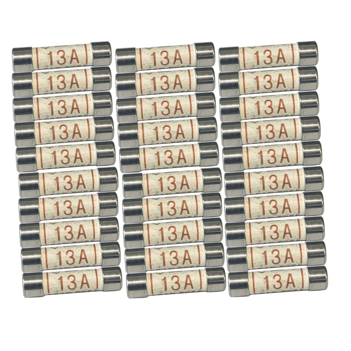 (Pack of 30) 13A Domestic Plug Fuses - 13 AMP Cartridge Fuses for 3 Pin Plugs