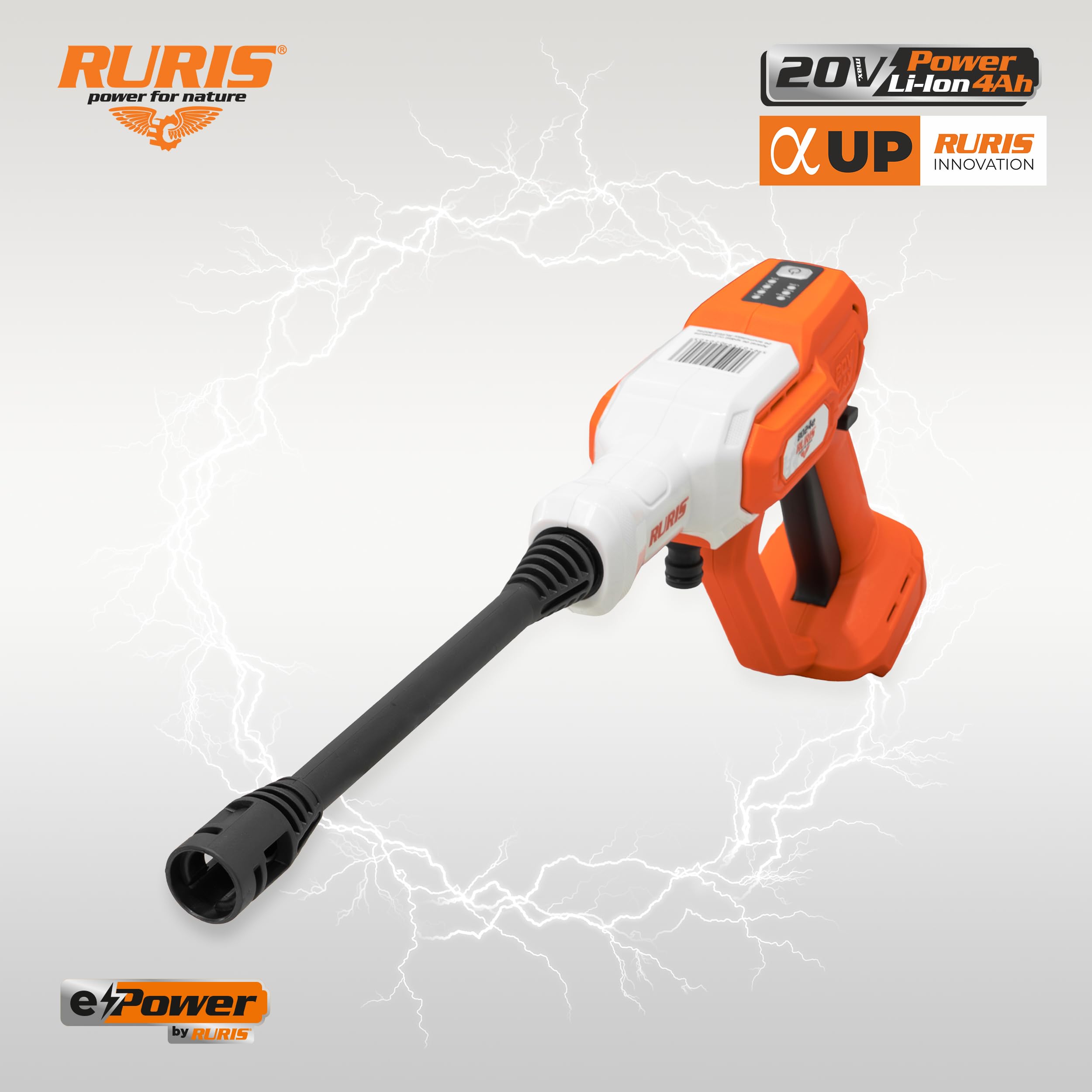 RURIS 8024e Bezprzewodowa myjka wysokociśnieniowa 20V 4Ah 30 Bar 5 l/min
