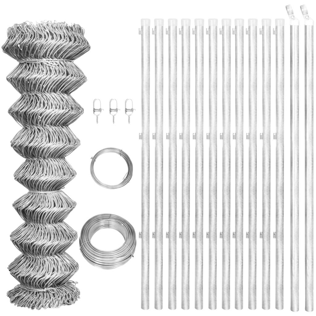 ShGaxin Valla Tela metálica y Postes Acero galvanizado Plata 25x0,8 m, Alambradas para Fincas, Malla Metalica, Alambre De Espino, Valla Metalica, Malla Ganadera, Malla Cinegética