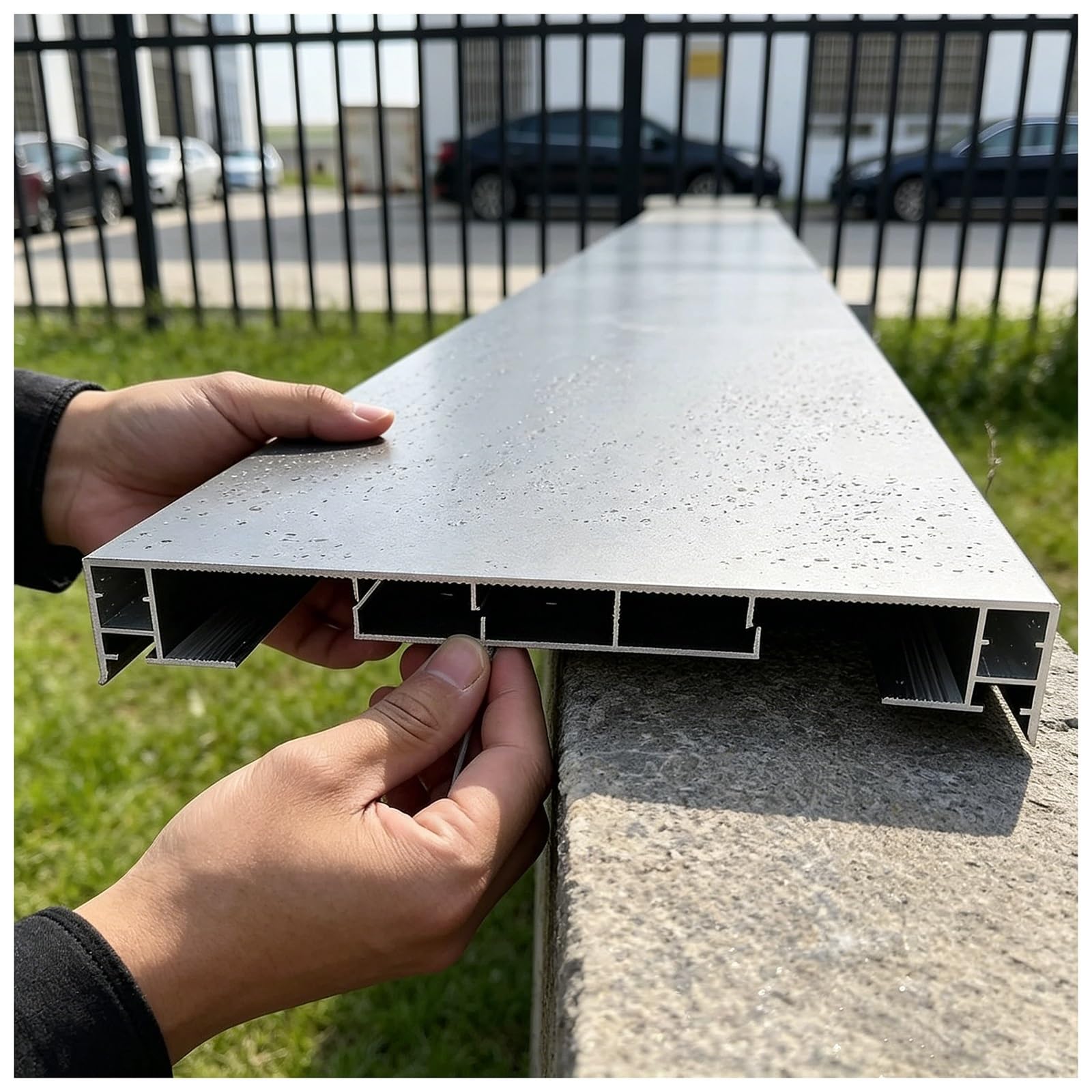 Lxlzyxsf Fit 130-216Mm W Parapet Wall Coping Aluminum Profiles, Exterior Boundary Walls Top Cover Plate With Led Light Strip Channels, All-Weather Protection Cap For Outdoor(,130Cm/4.3Ft L)