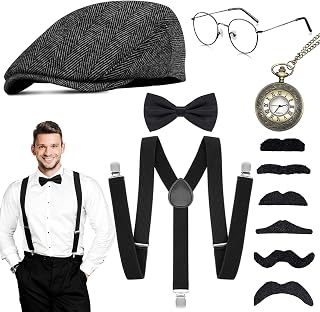 WEARXI 20er Jahre Kostüm Herren, Karneval Kostüm karnevalskostüm Herren mit Hosentr…
