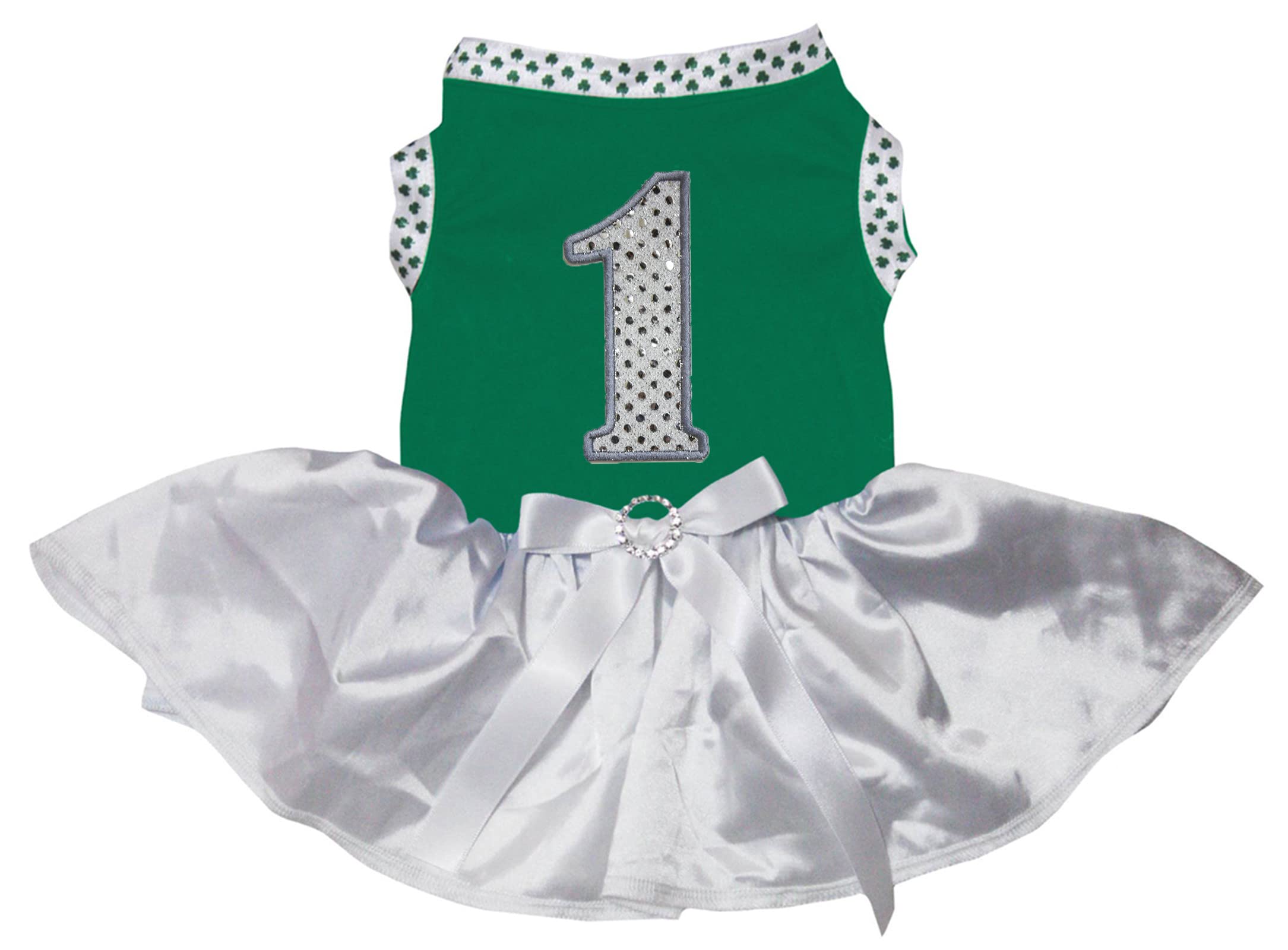 Robe à paillettes argentées pour 1er chiot confortable vert XXXL