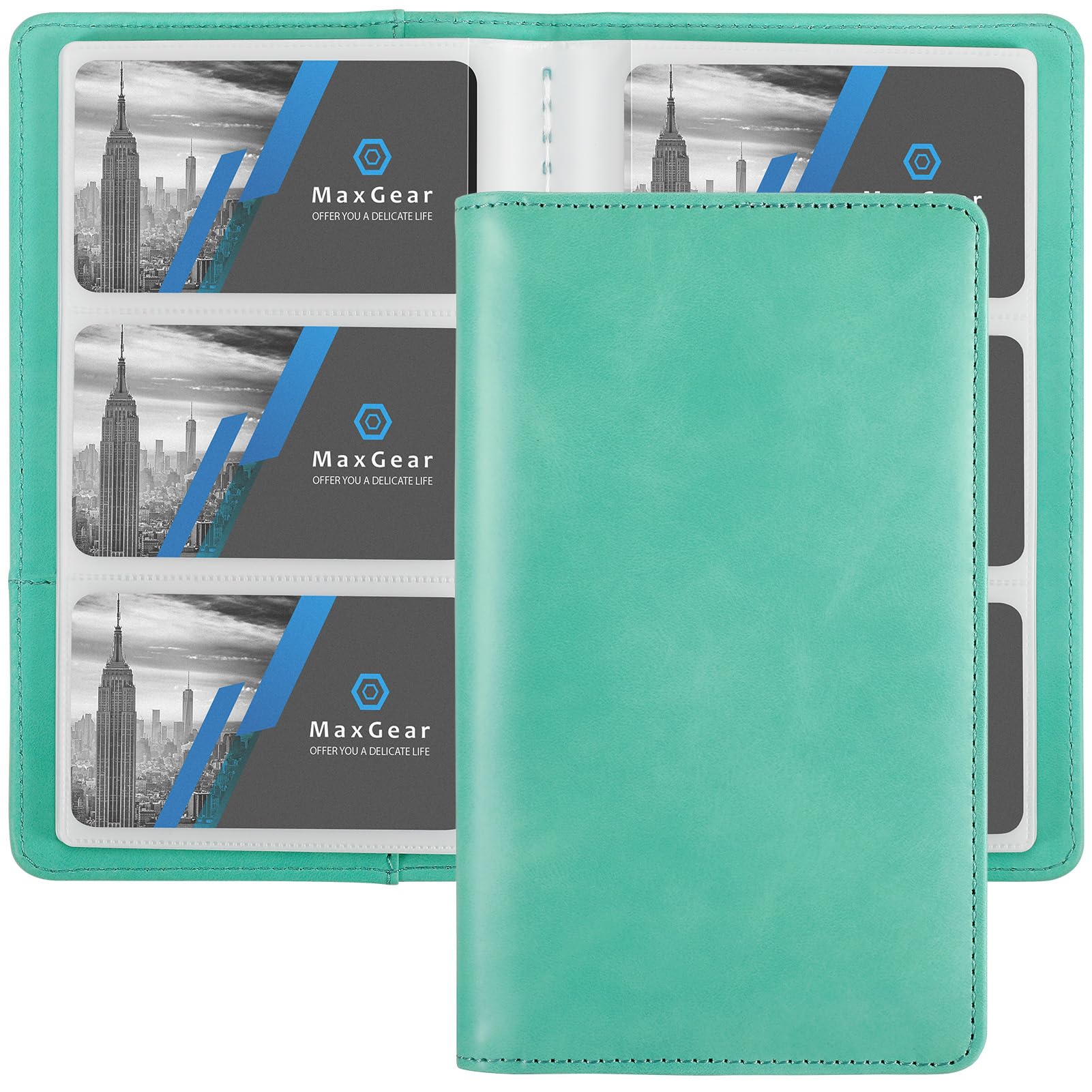 MaxGear Business Card Organizer Book, Holds 240 Cards, Turquoise