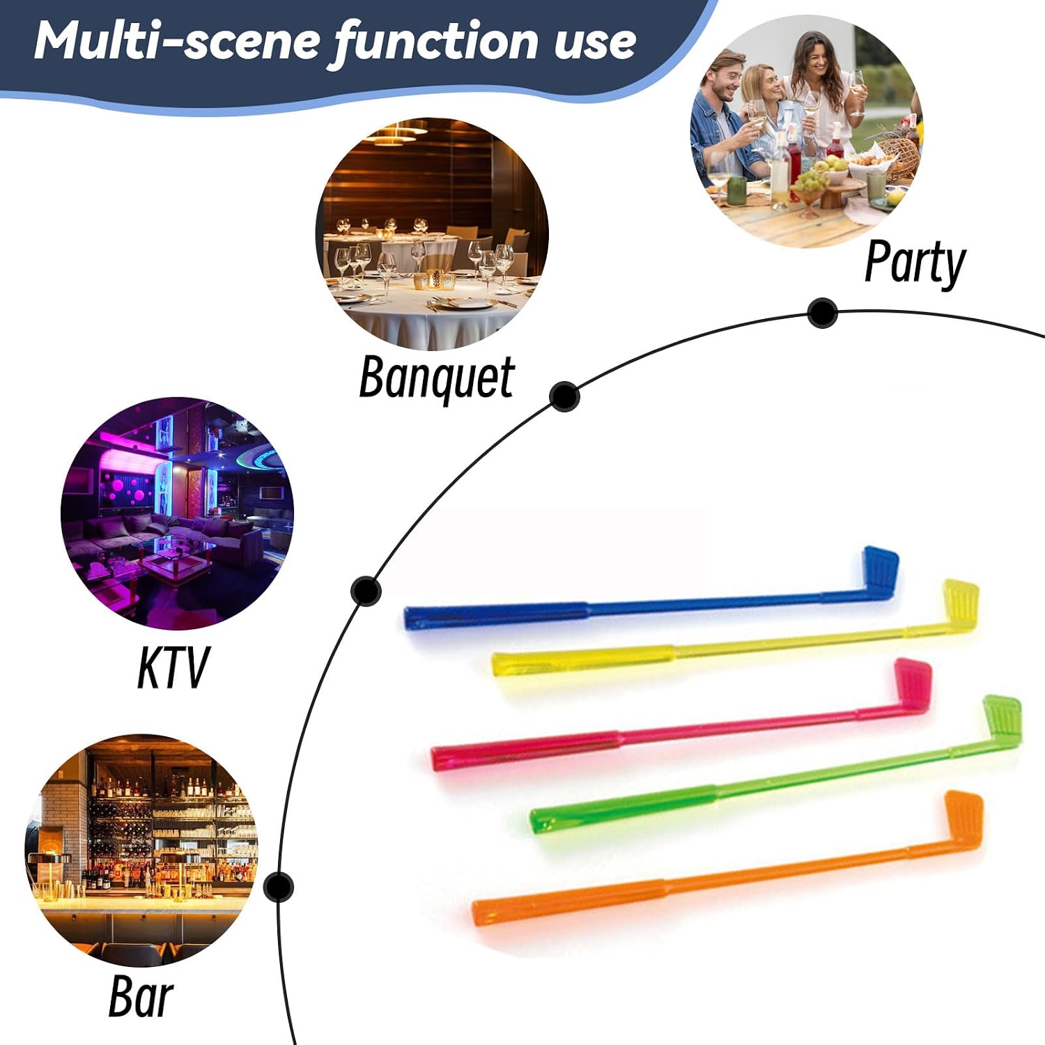 100 Pcs Set of Plastic Golf Cocktail Stirrer, 6.1 Inch Reusable Beverage Stirrer, Party Decoration, for cocktail mixing and Golf Party Clubhouse Decoration