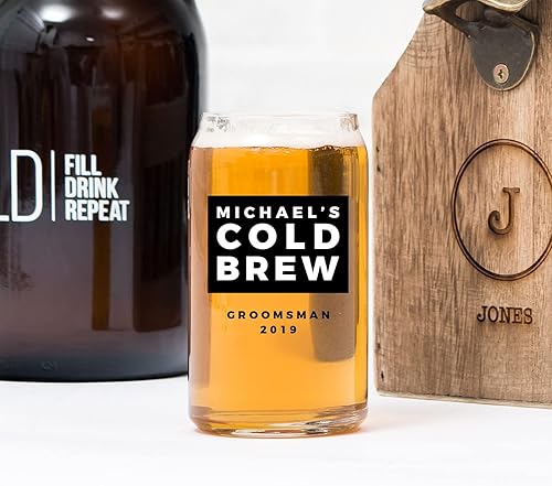 Miniatura 4 de WEDDINGSTAR Vaso de cerveza personalizado en forma de lata de 16 oz - Impresión en frío