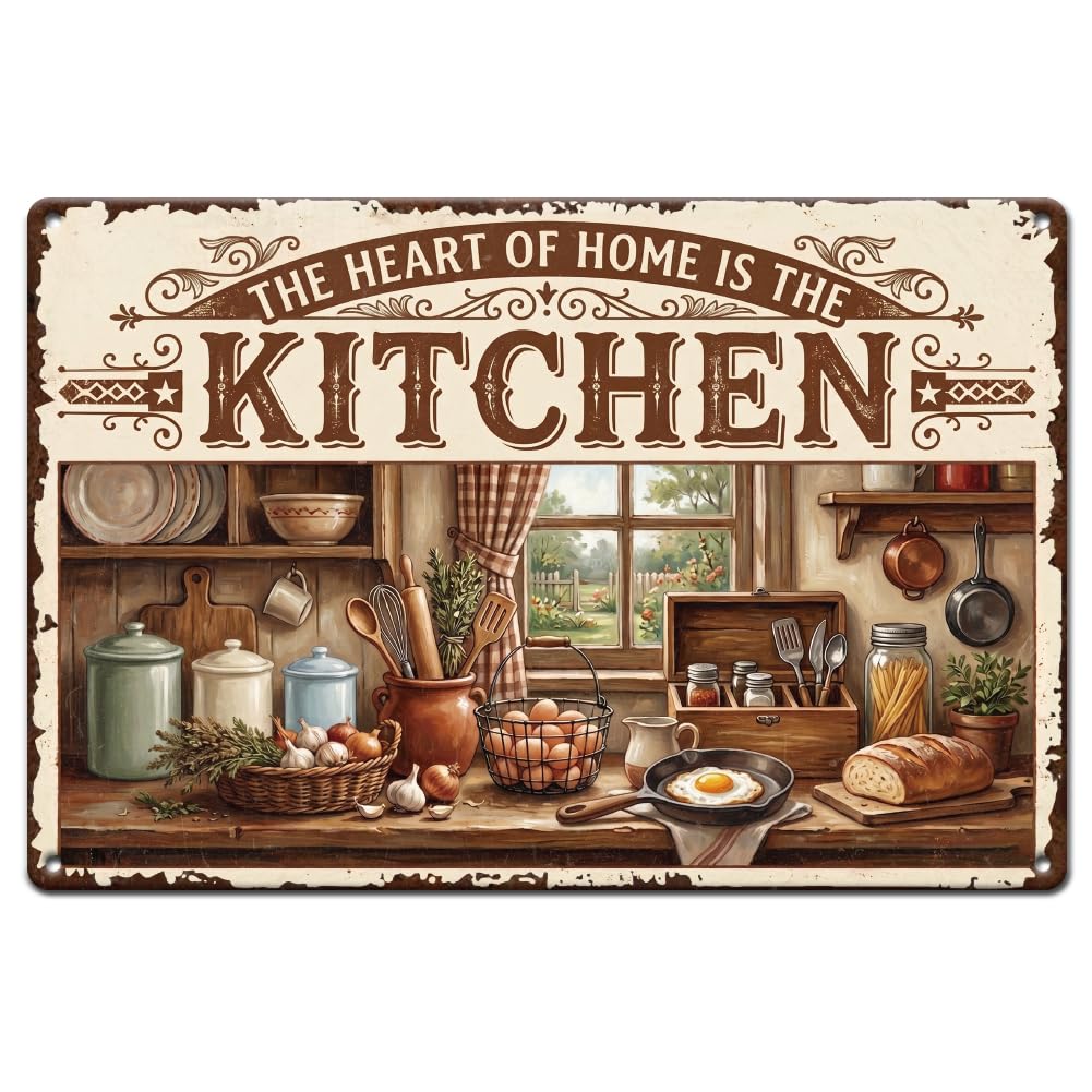 SUPERDANT Metal Signs 12x8 Inch/30x20cm Vintage Kitchen Metal Sign Retro Wall Decor Iron Tin Sign For Farmhouse Kitchen Coffee Bar Man Cave And Home Bar Decor Colorful