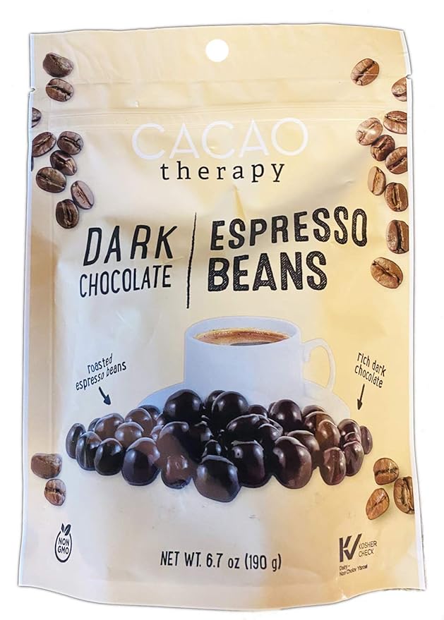Cacao Therapy Dark Chocolate Covered Espresso Beans 5.7 Oz