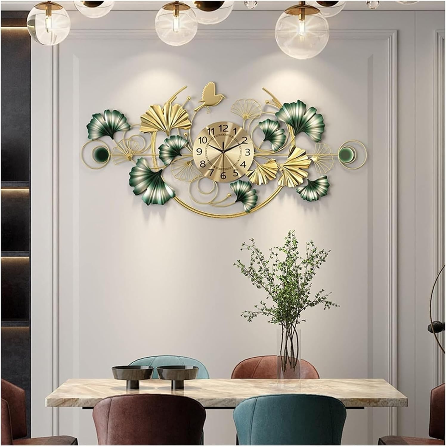 SaryEdge Wall Clock 100X50Cm Large Metal Wall Clock Powered Modern 3D Silent Art Wall Clock Large Decorative Wall Clock,