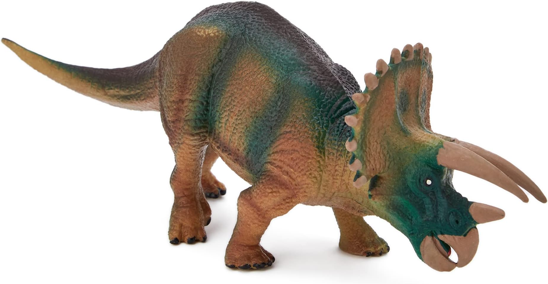 Zappi Co Childrens Triceratops Green/Black Dinosaur Figure Toy (19cm Length) Realistic Detailed Dino Collection for Kids - Action Figures for Playtime Fun & Learning