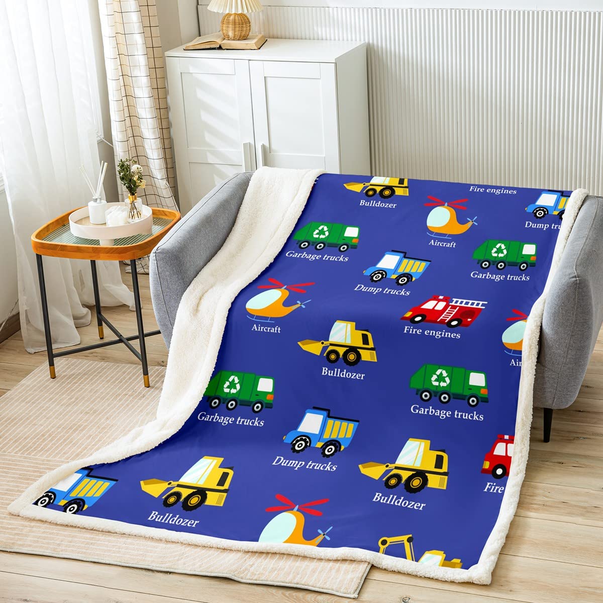 Coperta In Pile Sherpa Per Bambini – Cantiere E Veicoli – Morbida E Calda Per Letto, Divano E Auto (Taglie Baby, Singolo, Matrimoniale, King) - 6