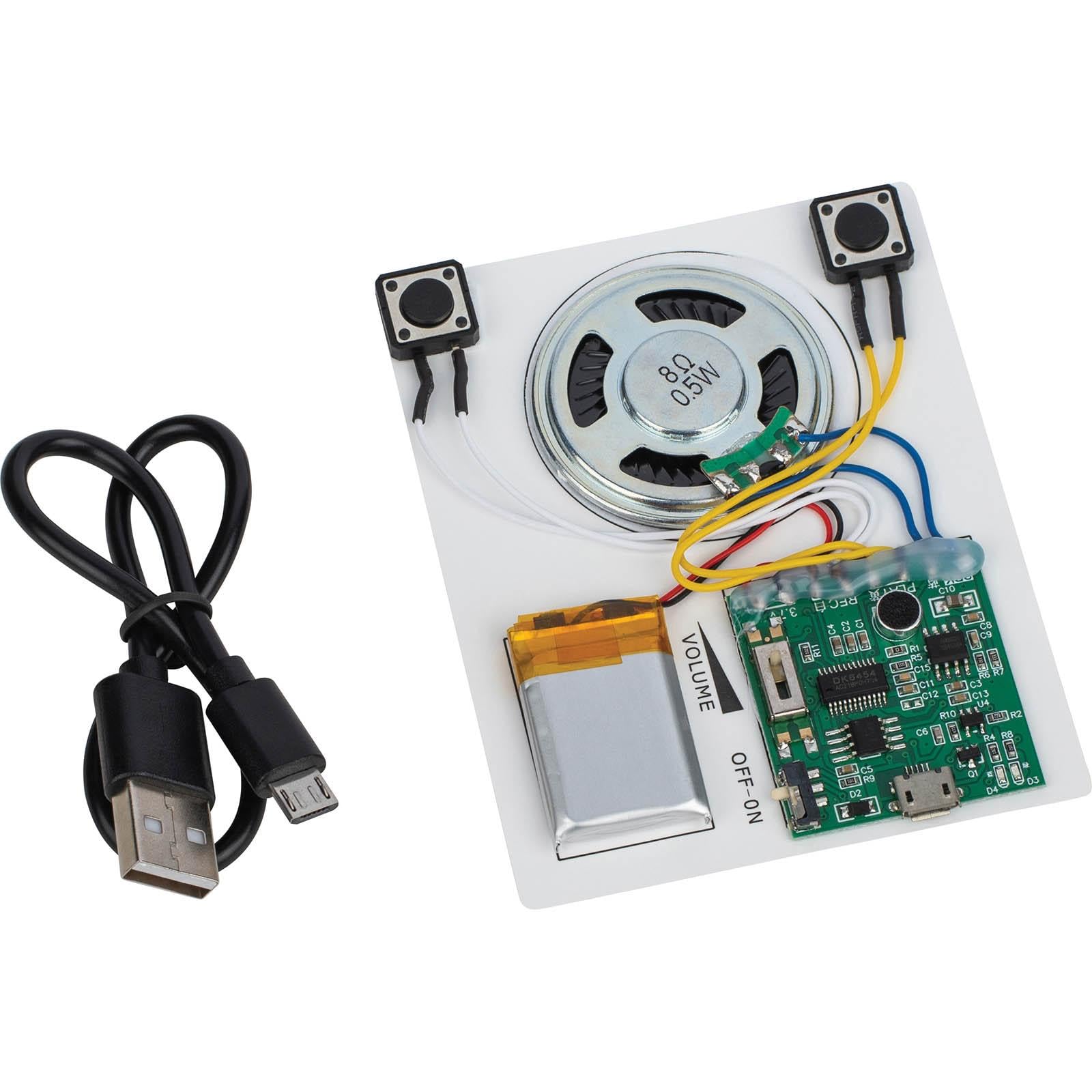 Voice/MP3 Record and Playback Board Kit for STEM and DIY Projects | Li-Poly Battery | USB Cable | Recordable Sound Module | Push Button Control | Card Sound Recorder | Card Voice Recorder