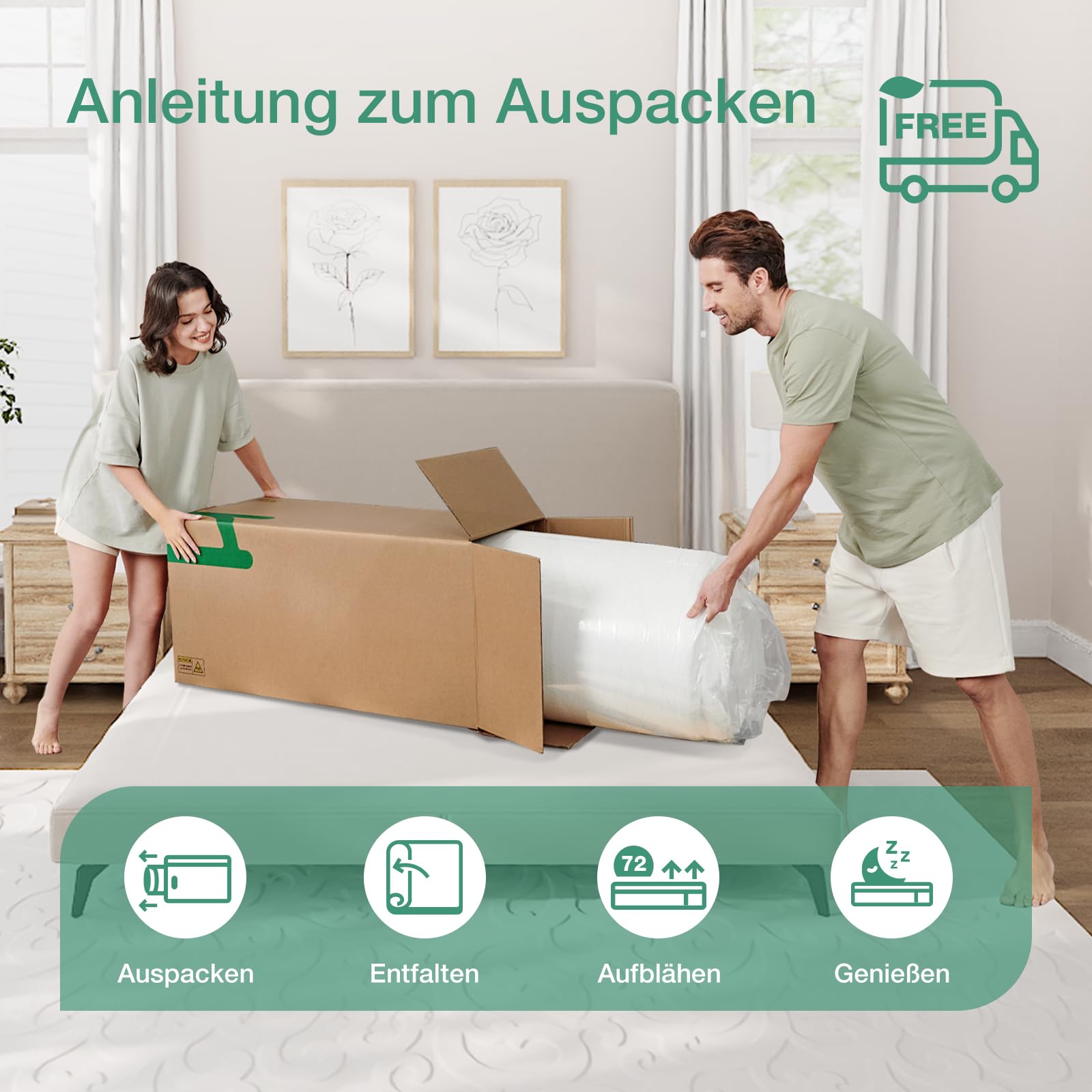 Novilla Matratze 90x200 H3/H2 7-Zonen Kaltschaummatratze | Größe + Höhe wählbar | Atmungsaktive 60°Waschbare Bezug | Öko-Tex CertiPUR US | Rollenmatratze Höhe 16 cm