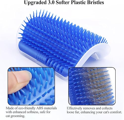 Miniatura 3 de Kingtree Cepillo de esquina para gatos, paquete de 2 cepillos de esquina de pared para gatos de interior, cepillos suaves de aseo para mascotas,